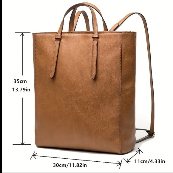 Blue - Vegan Leather Convertible Backpack - Picture 5 of 7